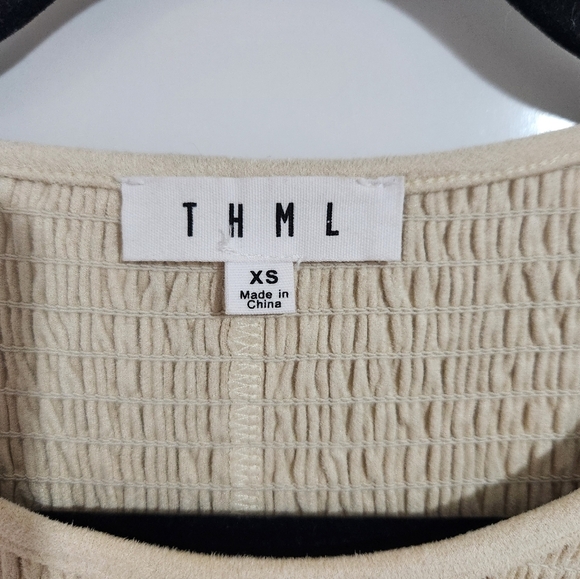 THML Cream Smocked Top, Size XS - Picture 2 of 8